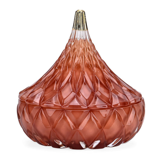 LIVMORE - Duftkerze Winterzauber-Design, 25 Std. Brenndauer, 150g, 4,5 ml ätherisches Öl, Jasmin und Neroli, Dunkelrot