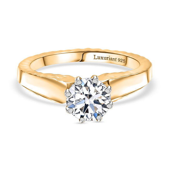 LUXURIANT DIAMOND -Lab Grown Diamant SI Ring 925 Silber 750 Gelbgold Vermeil (Größe 17.00) ca. 1.00 ct