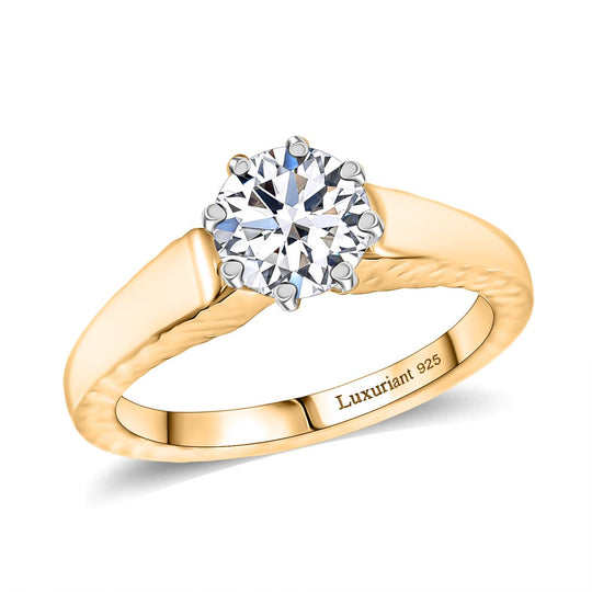 LUXURIANT DIAMOND -Lab Grown Diamant SI Ring 925 Silber 750 Gelbgold Vermeil (Größe 17.00) ca. 1.00 ct