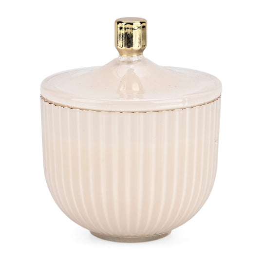 Duftkerze im Glas mit Deckel, Luxusglas-Design, Tabak und Oud, Weiß