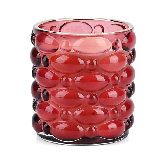 LIVMORE - Duftkerze im strukturierten Glas, 48 Std. Brenndauer, 280g, 8,4 ml ätherisches Öl, Pink Champagner, 48 Std. Brenndauer, Rot