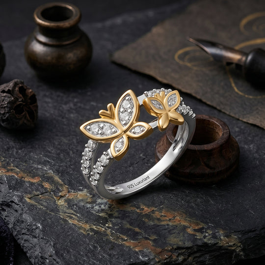 LUXURIANT DIAMOND -Lab Grown Diamant SI-GH Ring 925 Silber Rhodiniert und 750 Gelbgold Vermeil (Größe 21.00) ca. 0.50 ct