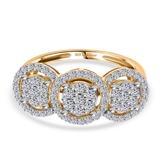 LUXURIANT DIAMOND -Lab Grown Diamant SI-GH Ring, 925 Silber 750 Gelbgold Vermeil (Größe 20.00) ca. 1.01 ct