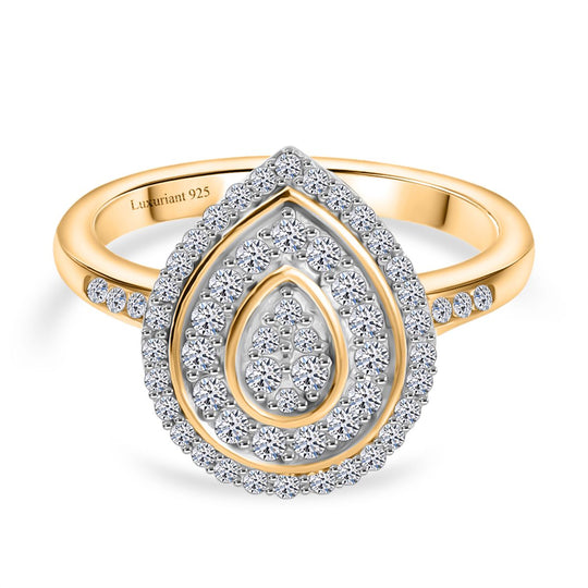 LUXURIANT DIAMOND - Lab Grown Diamant SI-GH SGL zertifiziert Ring 925 Silber 750 Gelbgold Vermeil (Größe 21.00) ca. 0.51 ct