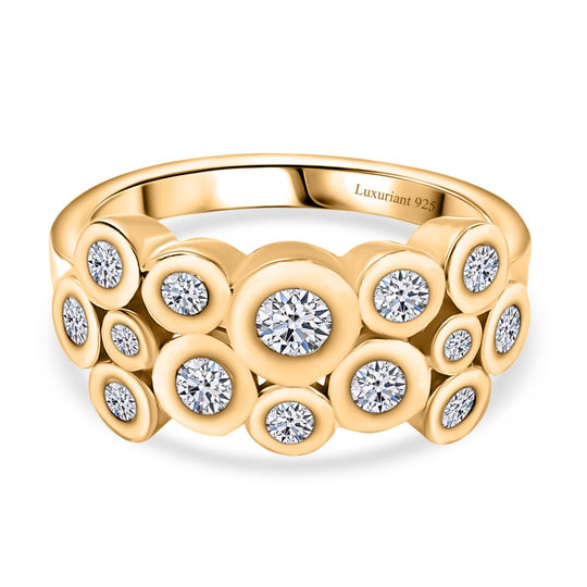 LUXURIANT DIAMOND - Lab Grown Diamant SI Ring 925 Silber 750 Gelbgold Vermeil (Größe 18.00) ca. 1.00 ct