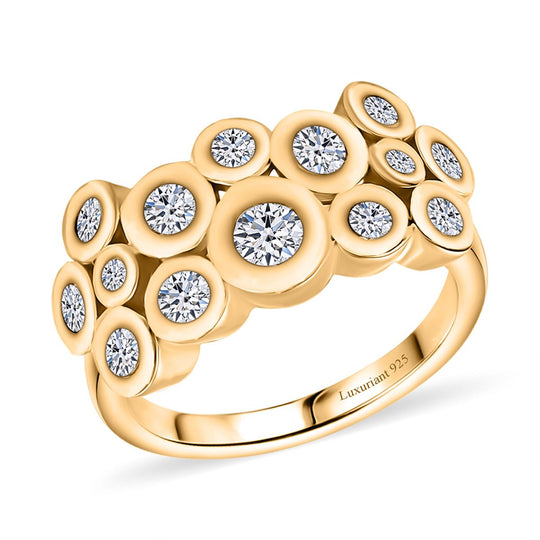 LUXURIANT DIAMOND - Lab Grown Diamant SI Ring 925 Silber 750 Gelbgold Vermeil (Größe 18.00) ca. 1.00 ct