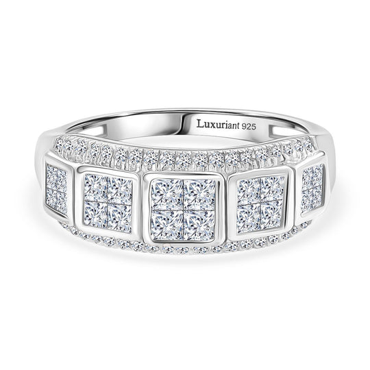 LUXURIANT DIAMOND - Lab Grown Diamant SI-GH SGL zertifiziert Ring, 925 Silber 750 Gelbgold Vermeil (Größe 17.00) ca. 1,00 ct