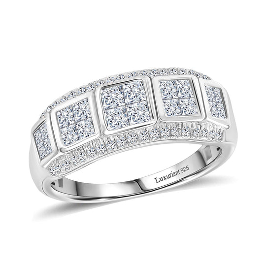 LUXURIANT DIAMOND - Lab Grown Diamant SI-GH SGL zertifiziert Ring, 925 Silber 750 Gelbgold Vermeil (Größe 17.00) ca. 1,00 ct