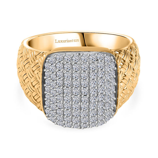 LUXURIANT DIAMOND - Lab Grown Diamant SI-GH SGL zertifiziert Ring 925 Silber 750 Gelbgold Vermeil (Größe 20.00) ca. 1.00 ct