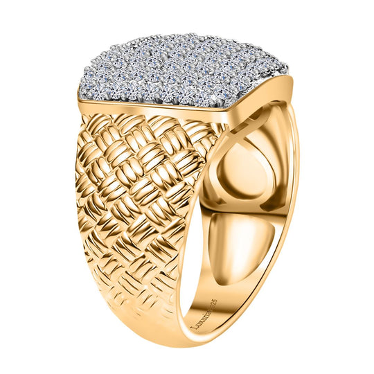 LUXURIANT DIAMOND - Lab Grown Diamant SI-GH SGL zertifiziert Ring 925 Silber 750 Gelbgold Vermeil (Größe 20.00) ca. 1.00 ct