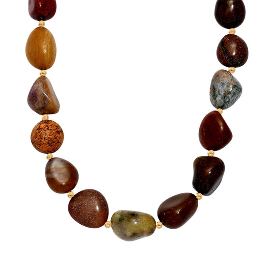 Mehrfarbiger Achat Halskette ca. 45 cm Messing ca. 400.00 ct