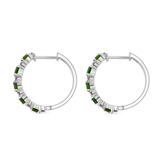 D'joy Natürlicher Chromdiopsid, Natürlicher Rhodolith Granat Ohrringe 925 Silber rhodiniert ca. 2.26 ct