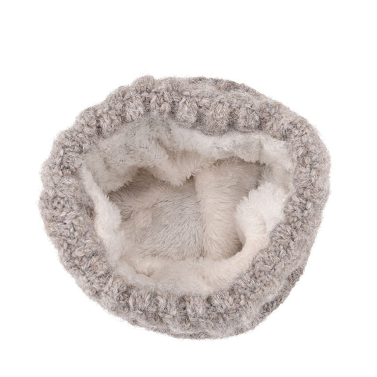 Rippstrick-Mütze mit Teddyfutter, Einheitsgröße, Wollweiß