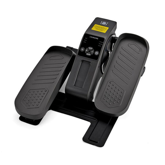 LIVMORE Elektro Fitness Stepper für zuhause, sanftes Training, leise, LCD Display, Fernbedienung, Anti Rutsch Pedale, Schwarz, 1 Jahr Garantie inkl.