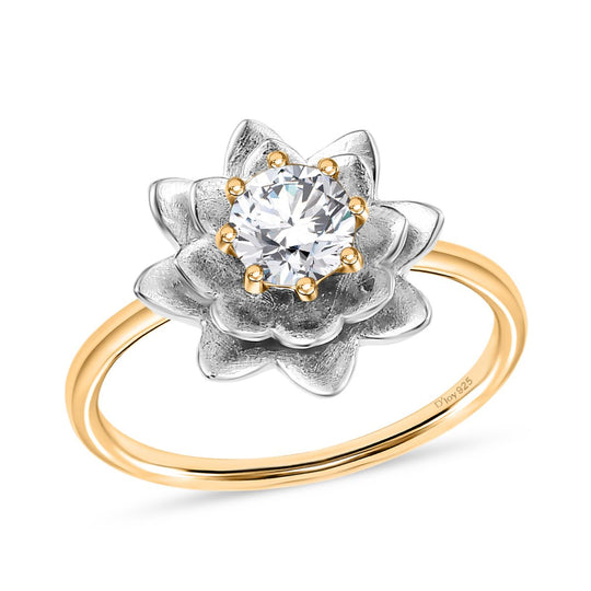D’joy Moissanit Ring 925 Silber platiniert und vergoldet (Größe 20.00) ca. 0,43 ct