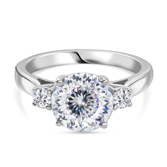 D'Joy 100 Facetten Moissanit Ring 925 Silber rhodiniert (Größe 20.00) ca. 2,80 ct