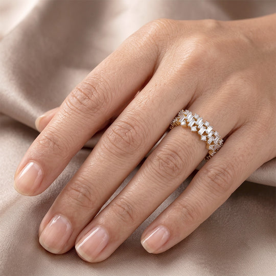 LUXURIANT 1 ct. SGL zertifizierter SI-GH Labor Diamant Ring, 925 Silber 750 Gelbgold Vermeil
