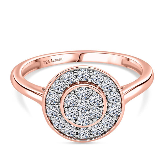 LUXURIANT DIAMOND -Lab Grown Diamant SI-GH Ring, 925 Silber 750 Roségold Vermeil (Größe 18.00) ca. 0.50 ct