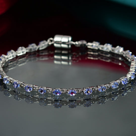 D Joy Tansanit Armband ca. 20 cm 925 Silber rhodiniert ca. 4.62 ct
