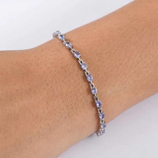 D Joy Tansanit Armband ca. 20 cm 925 Silber rhodiniert ca. 4.62 ct