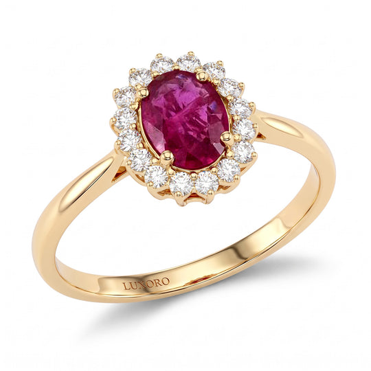 LUXORO(10-16 Werktage Lieferzeit) 1,79 ct. AAA natürlicher Mosambik Rubin und weißer Diamant Ring in 585 Gold
