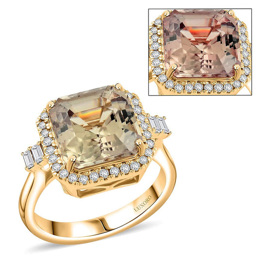 LUXORO AAA Turkizit, Weißer Diamant Ring 585 Gold (Größe 16.50) ca. 5,96 ct