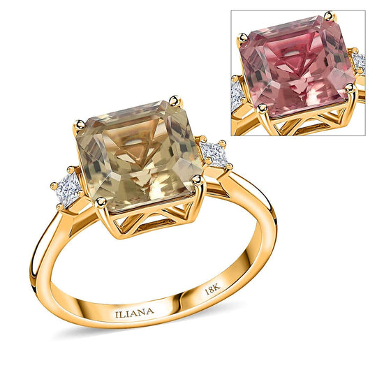 LUXORO AAA Turkizit, Weißer Diamant Ring 585 Gold (Größe 20.00) ca. 4,35 ct