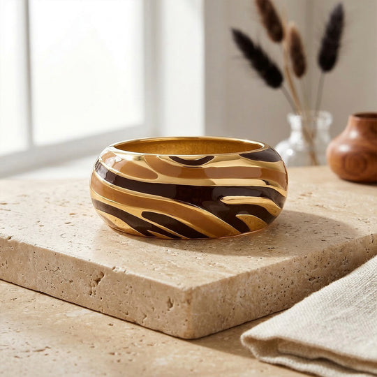 Emaille-Armreif im Wellen-Design, ca. 18 cm, Braun