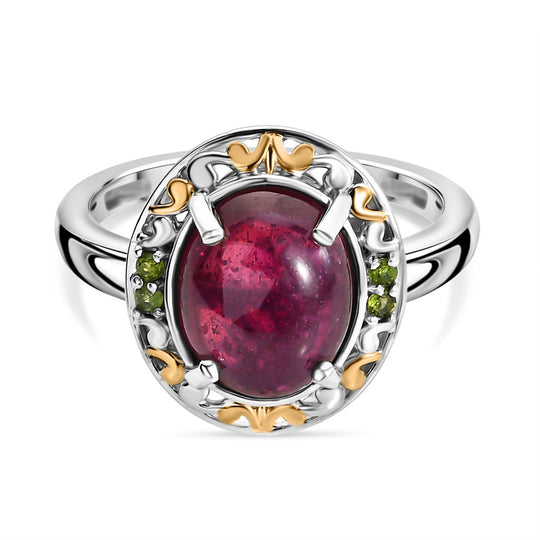 Königlicher Glamour- AAA Afrikanischer Rubin (Fissure gefüllt), Natürlicher Chromdiopsid Ring 925 Silber rhodiniert (Größe 18.00) ca. 5.40 ct