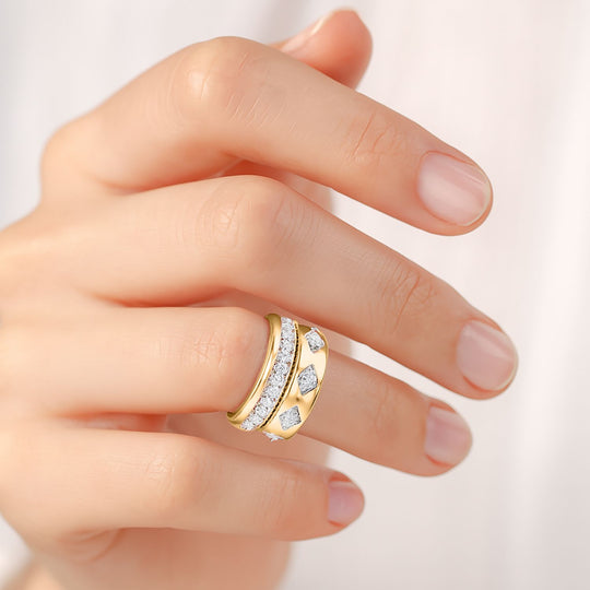 LUXURIANT DIAMOND -Lab Grown Diamant SI-GH Ring 925 Silber 750 Gelbgold Vermeil (Größe 18.00) ca. 1.00 ct