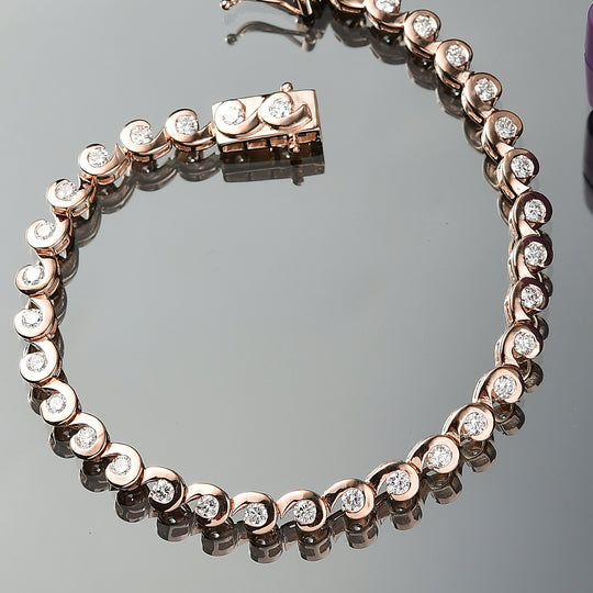 LUXURIANT DIAMOND - Lab Grown Diamant SI-GH SGL zertifiziert Armband ca. 19 cm 925 Silber 750 Roségold Vermeil ca. 2.50 ct