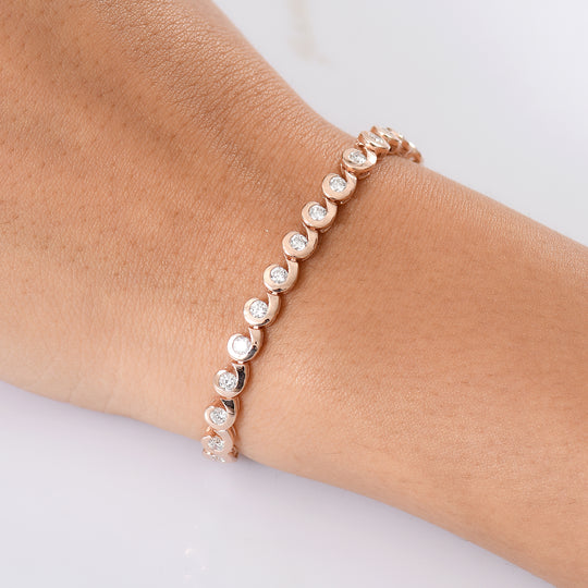 LUXURIANT DIAMOND - Lab Grown Diamant SI-GH SGL zertifiziert Armband ca. 19 cm 925 Silber 750 Roségold Vermeil ca. 2.50 ct