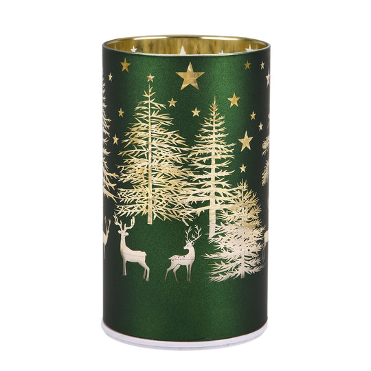 Wintertraum-Kollektion - LED-Tischlampe mit Drehfunktion, Rentier- und Tannenbaum-Motiv, Grün