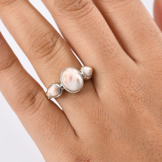 D'Joy AA Natrolith Ring 925 Silber platiniert (Größe 19.00) ca. 4,08 ct