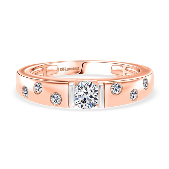 LUXURIANT DIAMOND - Lab Grown Diamant SI-GH SGL zertifiziert Ring 925 Silber Rhodiniert und 750 Gelbgold Vermeil (Größe 18.00) ca. 0.50 ct