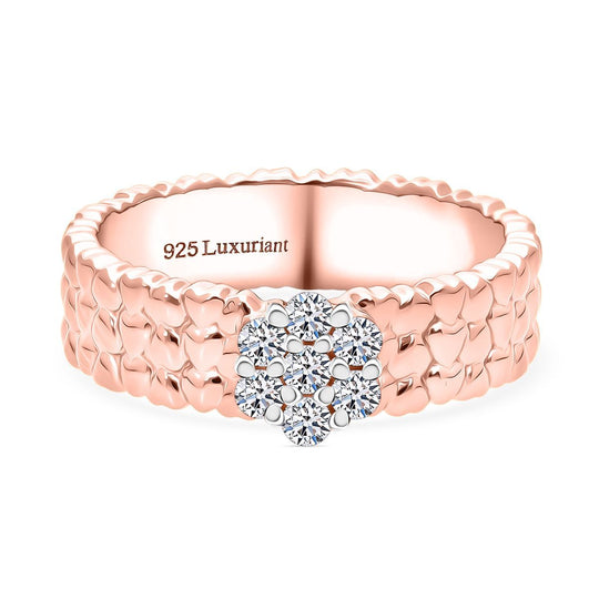 LUXURIANT DIAMOND - Lab Grown Diamant SI-GH SGL zertifiziert Ring 925 Silber 750 Gelbgold Vermeil (Größe 19.00) ca. 0.25 ct