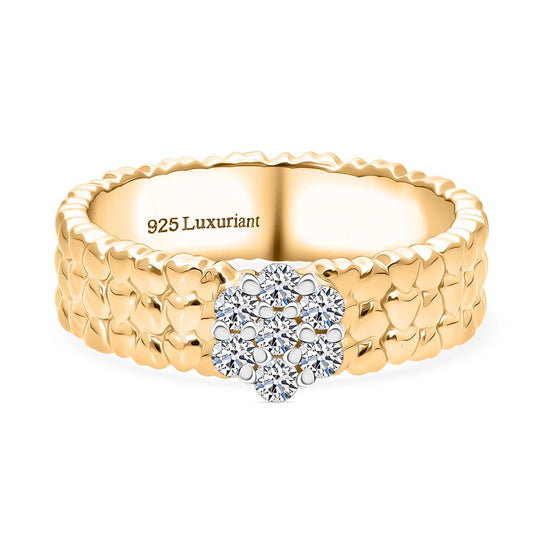 LUXURIANT DIAMOND - Lab Grown Diamant SI-GH SGL zertifiziert Ring 925 Silber 750 Gelbgold Vermeil (Größe 19.00) ca. 0.25 ct