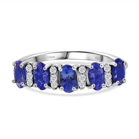 Tansanit, Moissanit Ring 925 Silber rhodiniert (Größe 20.00) ca. 1.20 ct