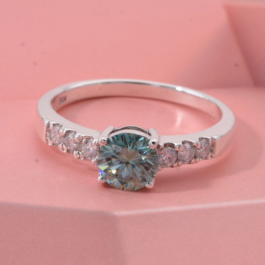 Paraiba Moissanit Ring 925 Silber rhodiniert (Größe 19.00) ca. 1,34 ct