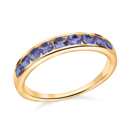 AA Tansanit Ring 925 Silber vergoldet (Größe 20.00) ca. 0.98 ct