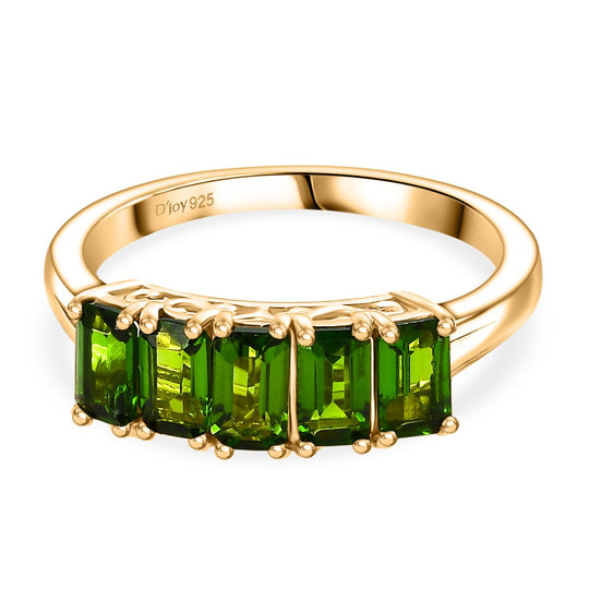 D’joy Natürlicher Chromdiopsid Ring 925 Silber vergoldet (Größe 18.00) ca. 1,54 ct