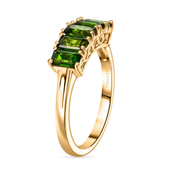 D’joy Natürlicher Chromdiopsid Ring 925 Silber vergoldet (Größe 18.00) ca. 1,54 ct