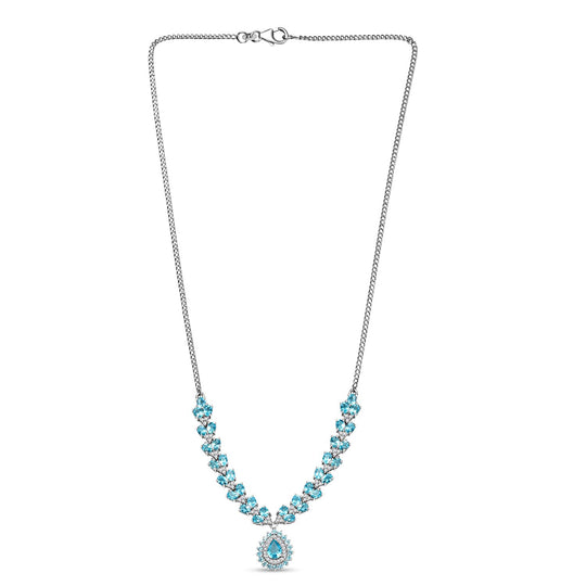 D joy AA Betroka Blauer Apatit Halskette ca. 45 cm 925 Silber rhodiniert ca. 8,66 ct.