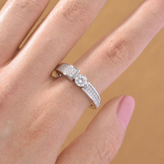 Moissanit Ring 925 Silber rhodiniert (Größe 18.00) ca. 0,70 ct