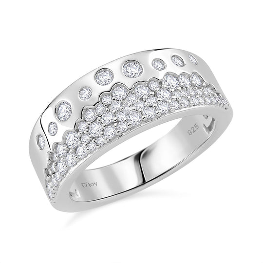 Moissanit Ring 925 Silber rhodiniert (Größe 17.00) ca. 0,76 ct