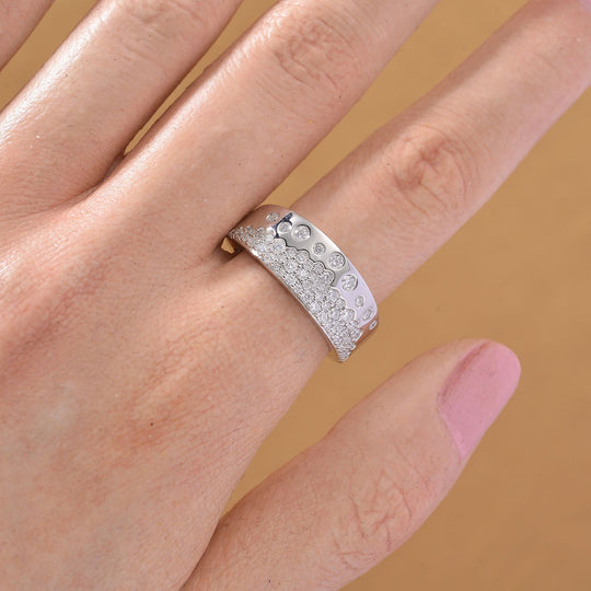 Moissanit Ring 925 Silber rhodiniert (Größe 17.00) ca. 0,76 ct