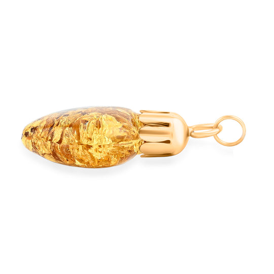 EXKLUSIV AUS ITALIEN - Handgefertigter Herz-Anhänger mit echtem Blattgold in edler Glasflasche, 916er Gold