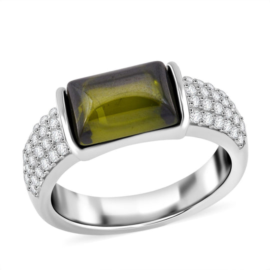 LUSTRO STELLA - Grüner Zirkonia, Weißer Zirkonia Ring 925 Silber rhodiniert (Größe 21.00) 6.87 ct