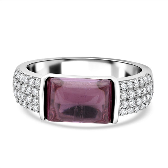 LUSTRO STELLA - Rosa Zirkonia, Weißer Zirkonia Ring 925 Silber rhodiniert (Größe 20.00) 6.87 ct
