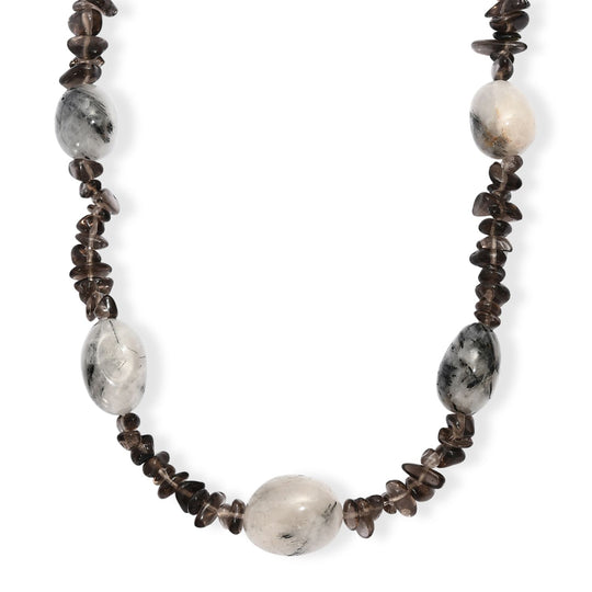 Mehrfarbige Edelsteine, Indischer Achat Halskette ca. 60 cm + 5 cm extender, 316L Edelstahl ca. 300.00 ct